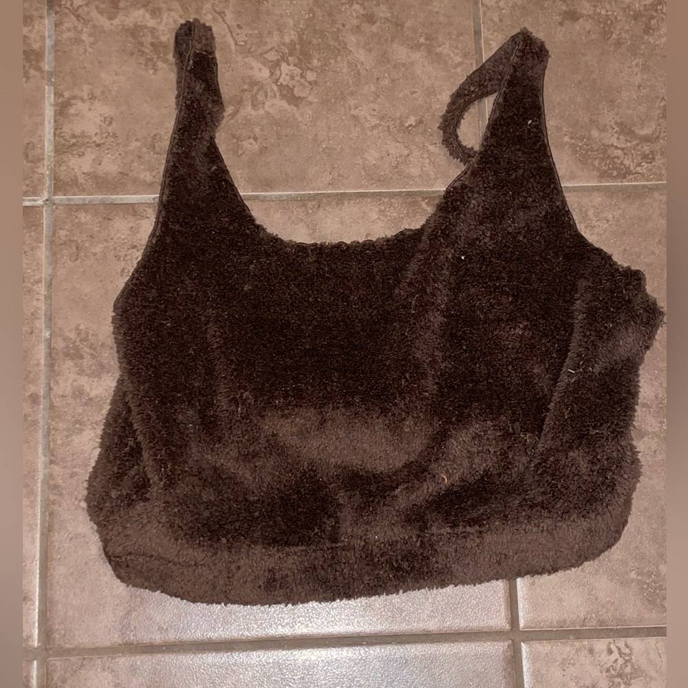 Brown fur tube top